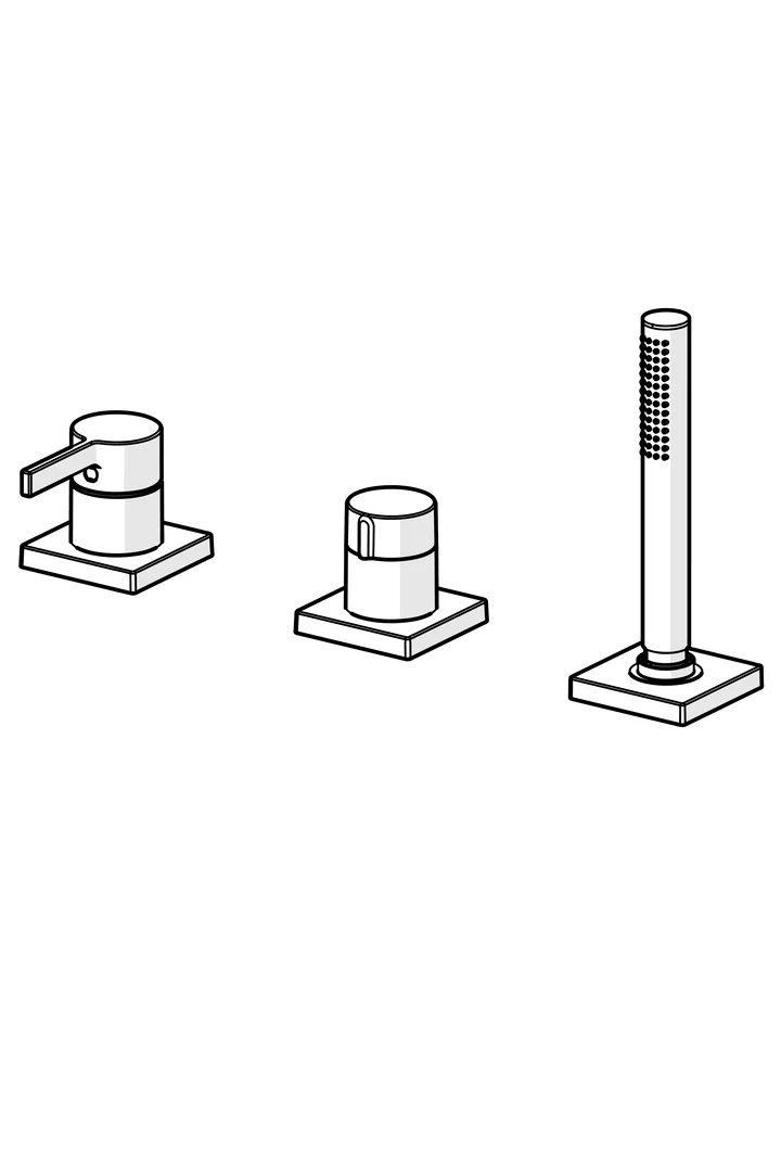HansaLOFT Wannenarmatur Einhebelmischer Fertigmontageset für Wanne/Brause HansaLOFT 5779 Rosette eckig 1-strahlig 75x75mm Chrom