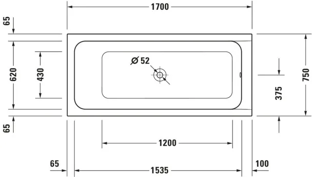 Duravit Badewanne „D-Code“ rechteck 1700 × 750 mm, Mittelablauf in Weiß Duravit Badewanne „D-Code“ rechteck 1700 × 750 mm, Mittelablauf in Weiß