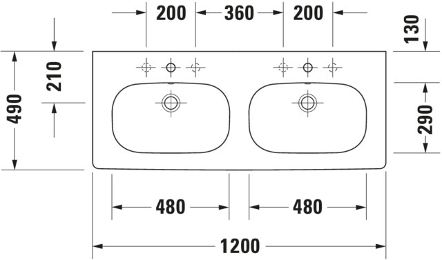Doppelwaschtisch „D-Code“ 120 × 49 cm