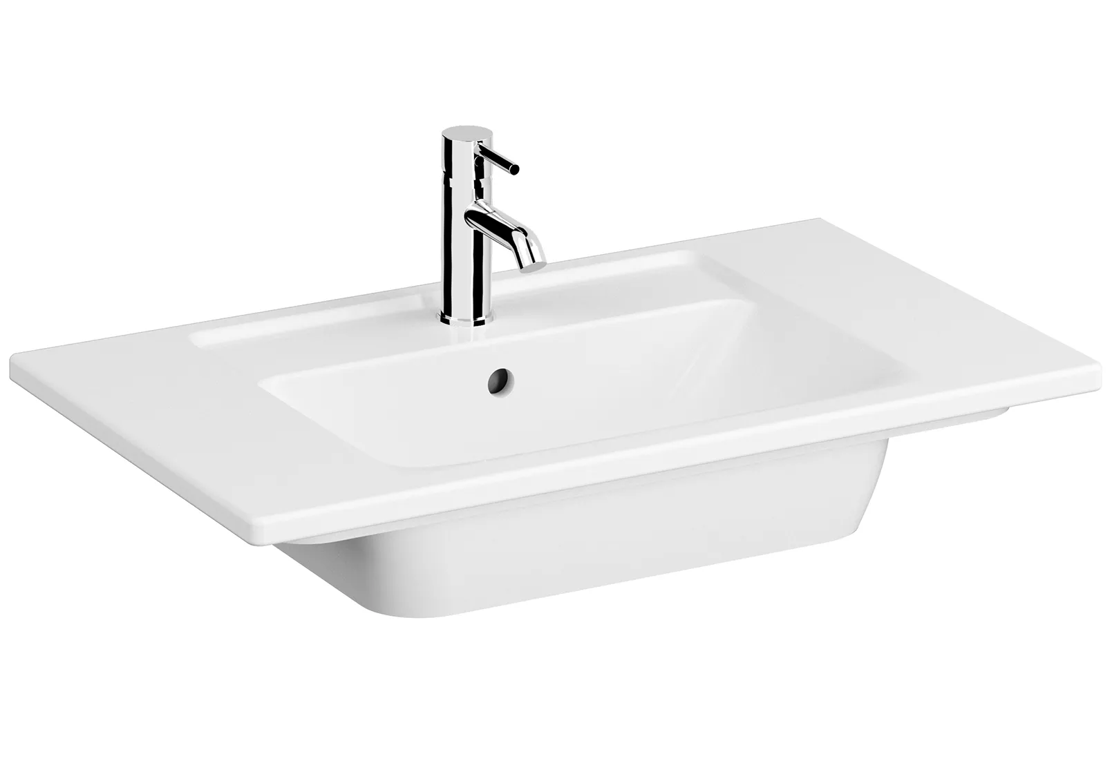 VitrA Integra Möbelwaschtisch 80 x 47 cm, Hahnloch, Überlaufloch, Weiß Hochglanz
