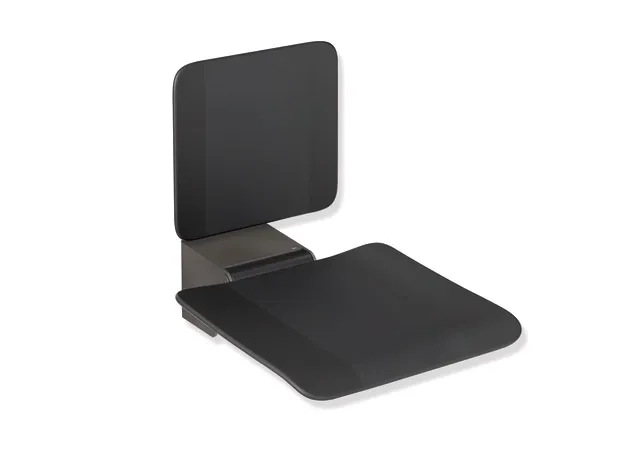 HEWI Klappsitz des Systems 900, Wandkonsole aus Edelstahl, Sitzfläche 450x450 mm