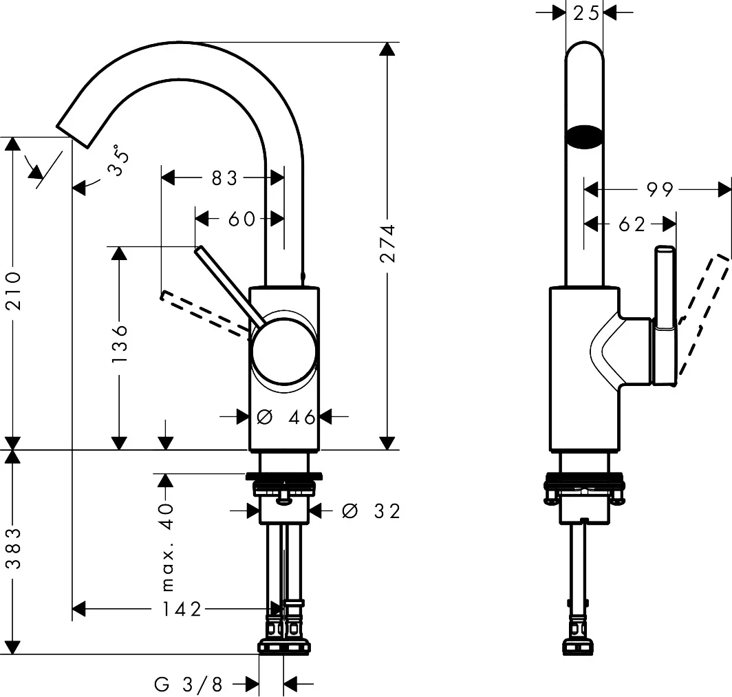 Hansgrohe Zesis S Einhebel-Waschtischmischer chrom, Ausladung 142 mm, Auslaufhöhe 210 mm, Push-Open-Ablaufgarnitur, Keramikmischsystem