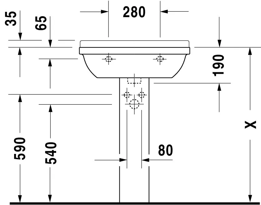 Wandwaschtisch „Starck 3“, mit Überlauf, Hahnlochposition mittig Wandwaschtisch „Starck 3“, mit Überlauf, Hahnlochposition mittig