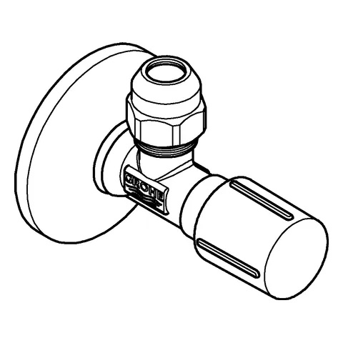 Eckventil 22039, DN 15, selbstdichtendes Anschlussgewinde, Wandanschluss 1/2'', Abgang 3/8'', langer Schubschaft, Quetschverschraubung Ø 10 mm, Schubrosette aus Metall Eckventil 22039, DN 15, selbstdichtendes Anschlussgewinde, Wandanschluss 1/2'', Abgang 3/8'', langer Schubschaft, Quetschverschraubung Ø 10 mm, Schubrosette aus Metall