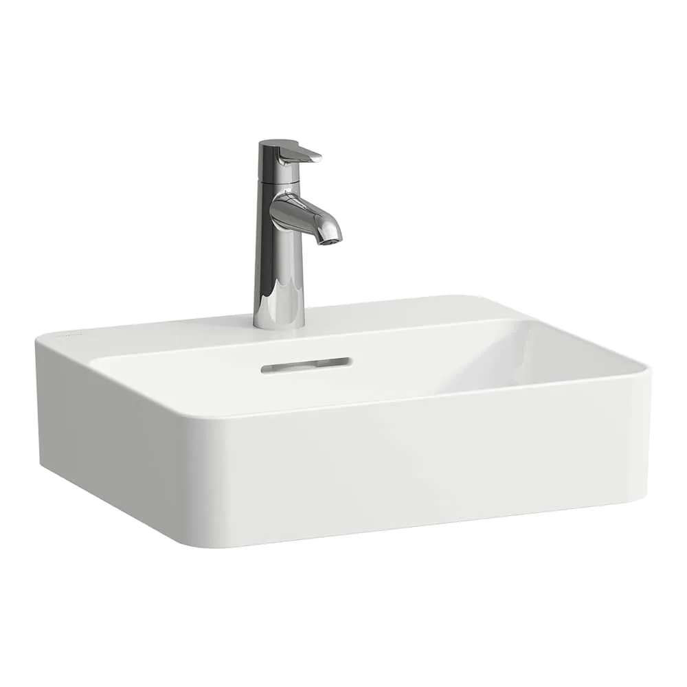 Waschtisch-Schale VAL 380x450x150 mit Armaturenbank 1 Hahnloch mit Überlauf weiß Waschtisch-Schale VAL 380x450x150 mit Armaturenbank 1 Hahnloch mit Überlauf weiß