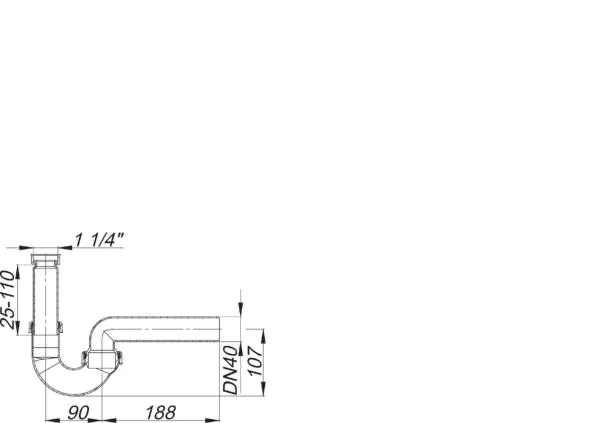 Röhren-Siphon 100/0, 1 1/4″ x DN 40