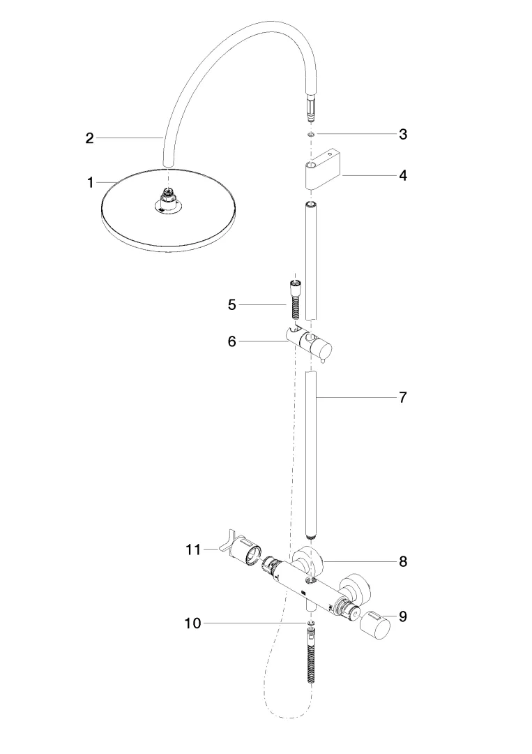Showerpipe mit Brause-Thermostat ohne Handbrause VAIA Chrom 34460809