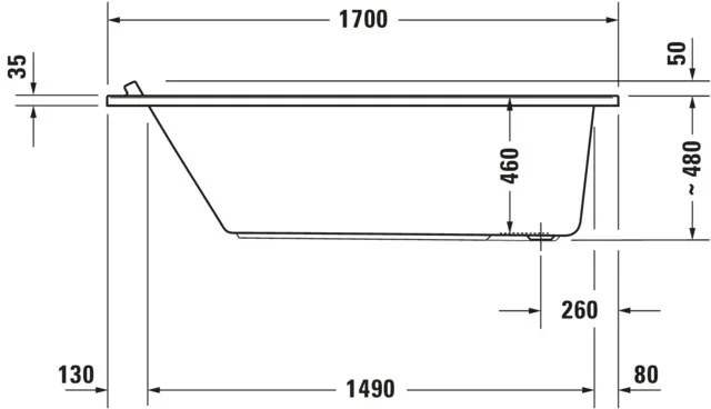 Duravit Whirlwanne „Starck“ rechteck 170 × 90 cm, Fußablauf