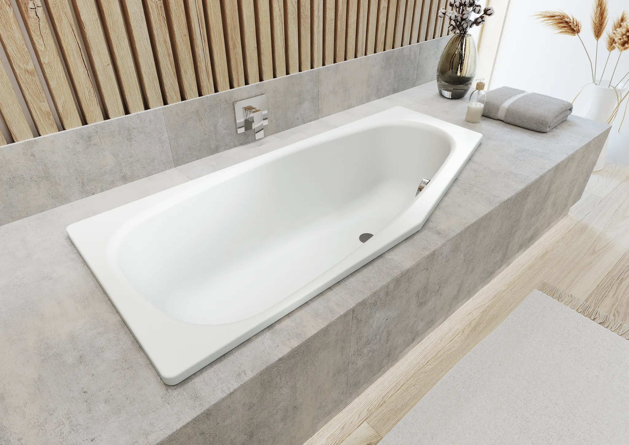Kaldewei Badewanne „Mini“ trapez fünfeck 157 × 75 cm, ohne Grifflochbohrungen, rechts in alpinweiß Kaldewei Badewanne „Mini“ trapez fünfeck 157 × 75 cm, ohne Grifflochbohrungen, rechts in alpinweiß
