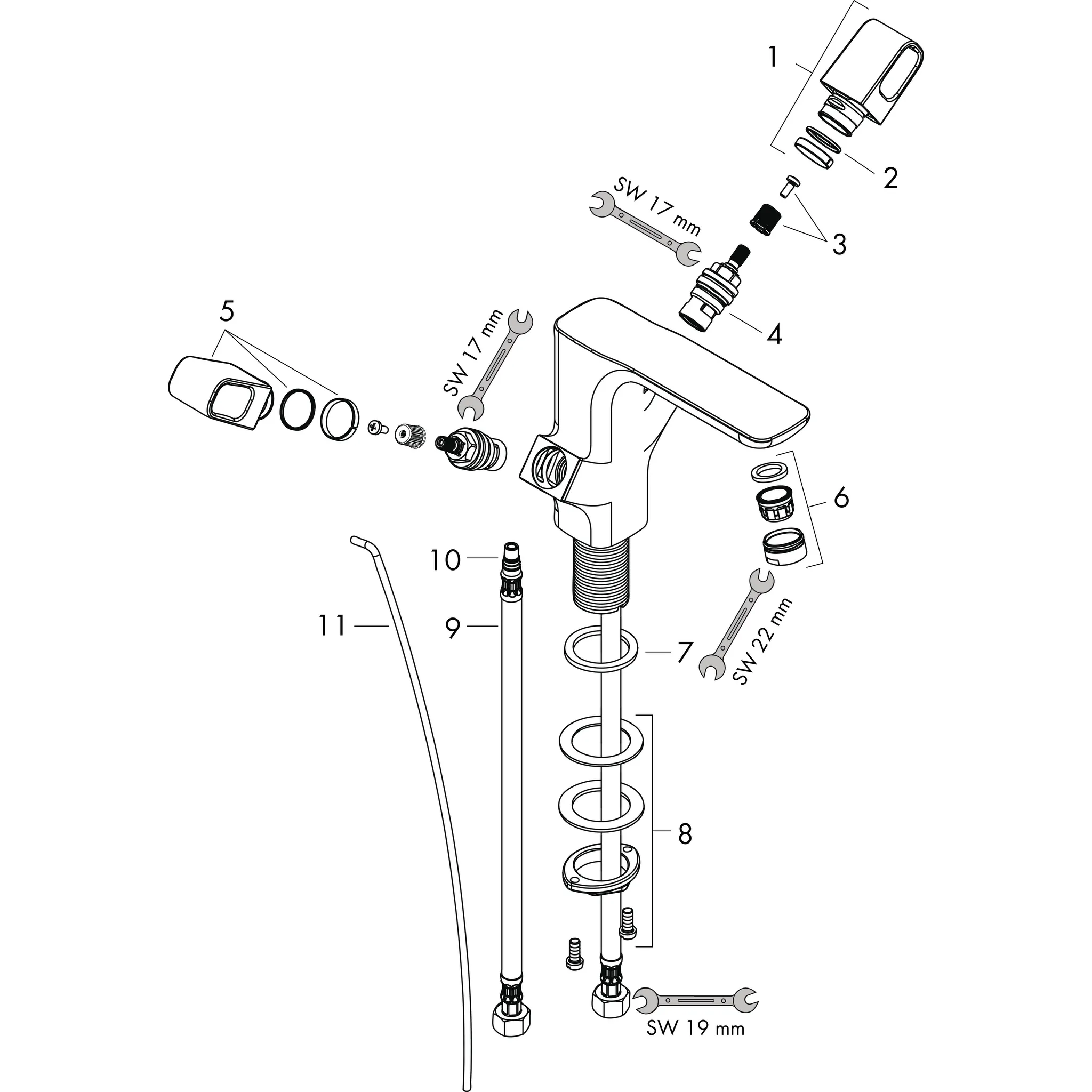 Hansgrohe AXOR Urquiola 2-Griff Waschtischarmatur 120 mit Zugstangen-Ablaufgarnitur, Chrom Hansgrohe AXOR Urquiola 2-Griff Waschtischarmatur 120 mit Zugstangen-Ablaufgarnitur, Chrom