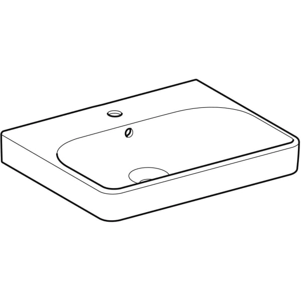 Wandwaschtisch „Smyle Square“, rechteckig, mit Überlauf, Hahnlochposition mittig 60 × 48 cm