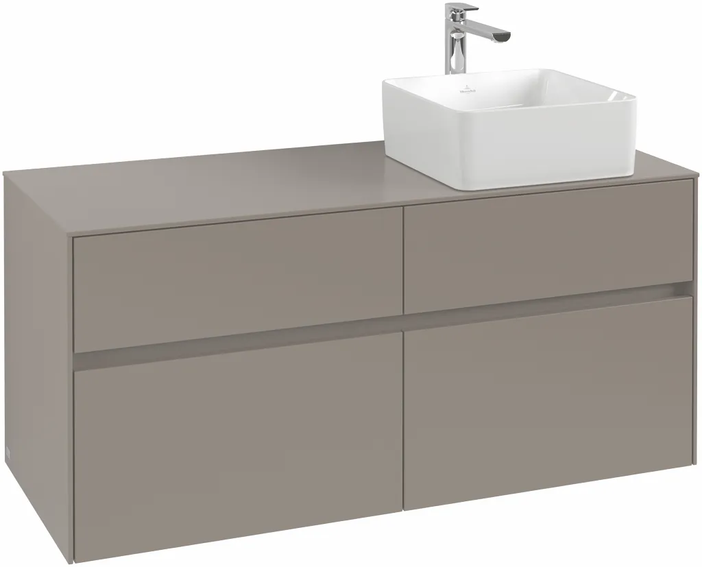 Villeroy & Boch Waschtischunterschrank „Collaro“ 1200 × 548 × 500 mm Stone Oak, für Becken rechts, mit Beleuchtung Villeroy & Boch Waschtischunterschrank „Collaro“ 1200 × 548 × 500 mm Stone Oak, für Becken rechts, mit Beleuchtung