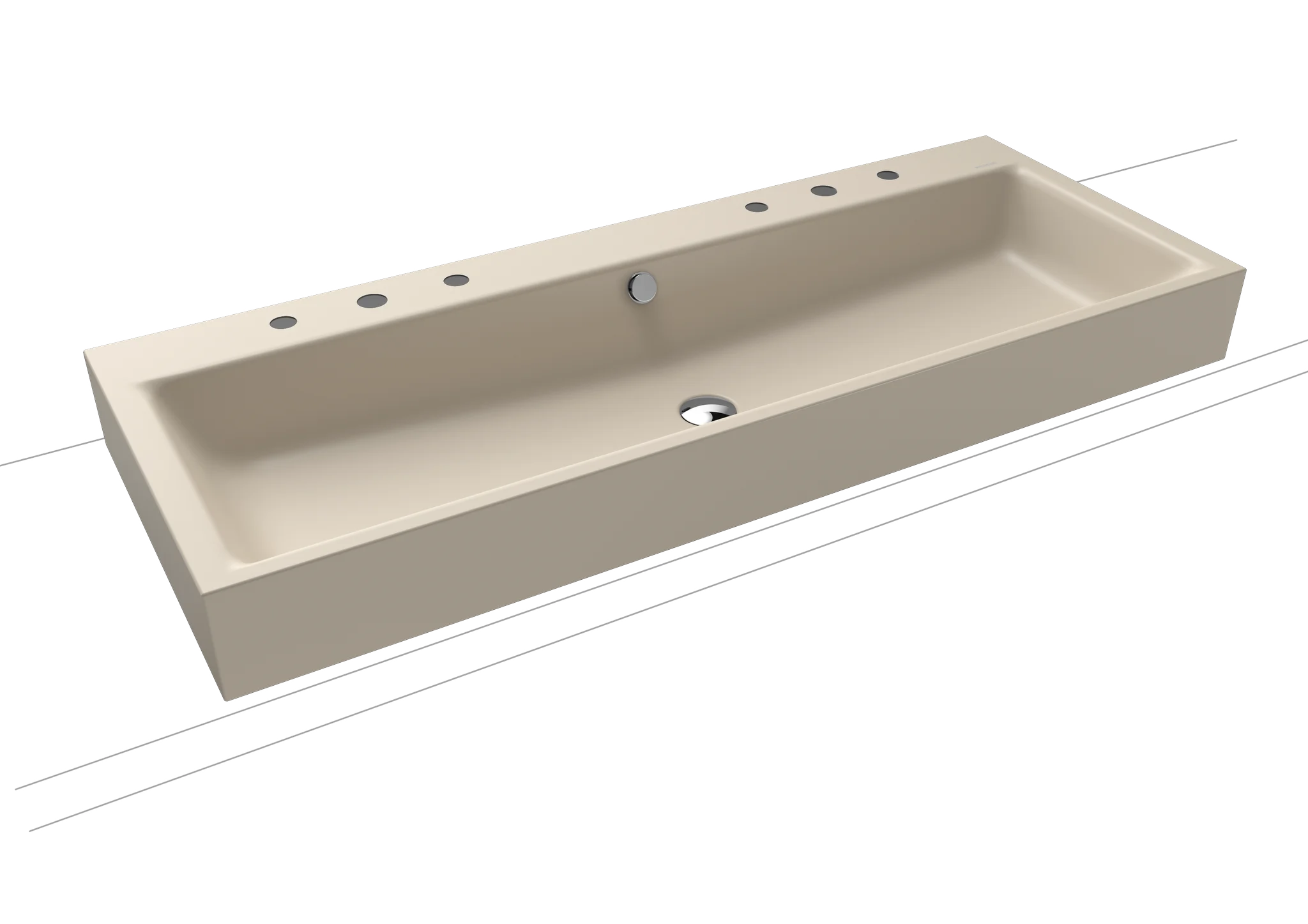 Kaldewei PURO Aufsatz-Doppelwaschtisch, warm beige 20, Perl-Effekt, 1200x460 mm, Randhöhe 120 mm, mit Überlauf, chrom Kaldewei PURO Aufsatz-Doppelwaschtisch, warm beige 20, Perl-Effekt, 1200x460 mm, Randhöhe 120 mm, mit Überlauf, chrom