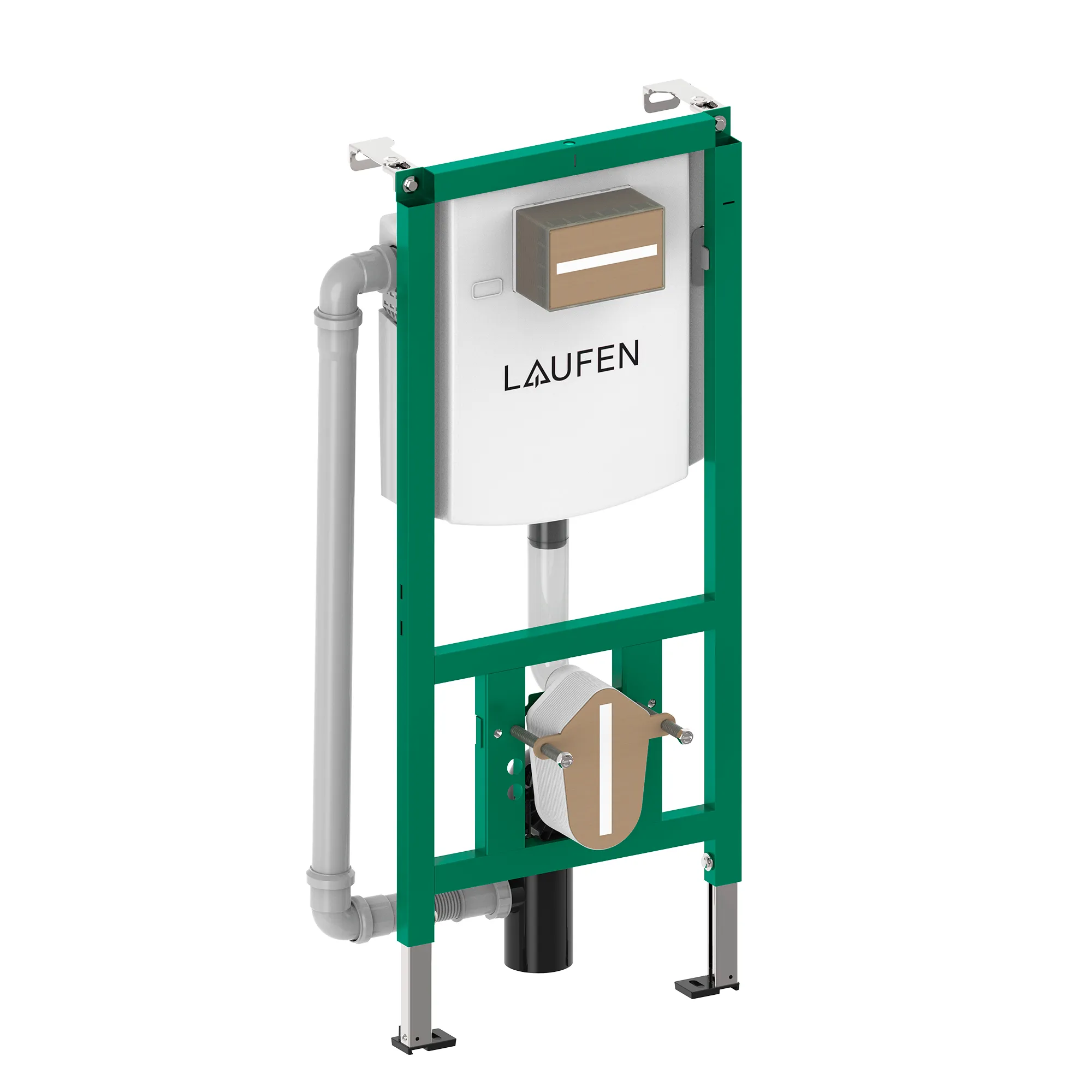 Installationselement INEOLINK mit Spülkasten und Belüftungsventil für Ablauf für Wand-WC und Dusch-WC, Bauhöhe 1120mm, Stahlrahmen, Füße höhenverstellbar und drehbar, Spülkasten mit einstellbarem Spülstromregler (EN 14055), für Frontbetätigung