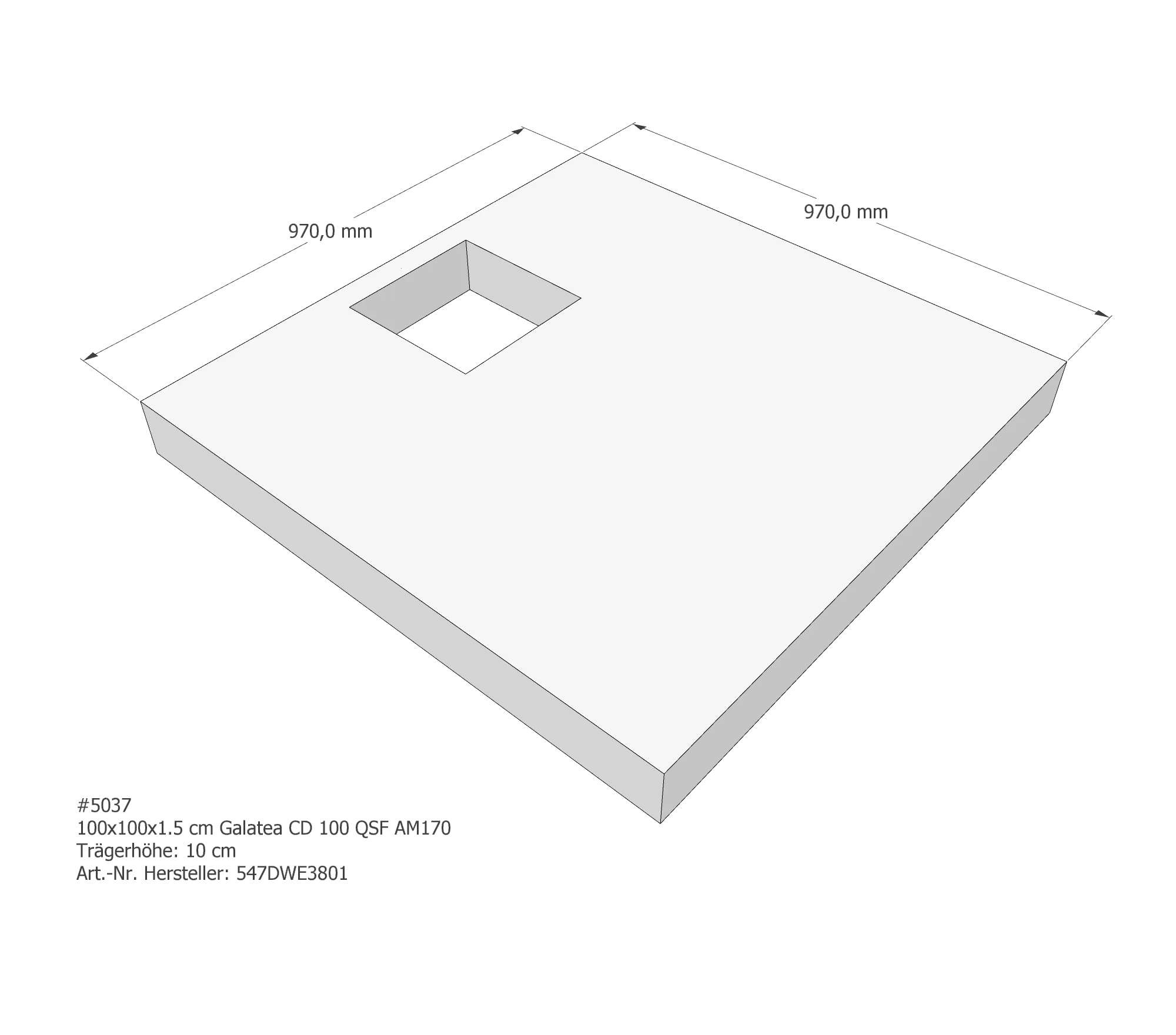 Duschwannenträger passend für Galatea CD 100 QSF 100 × 100 × 1,5 cm