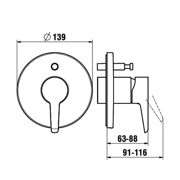 Einhebel-Wannenmischer Unterputz PURE für SIMIBOX Standard oder SIMIBOX Light ohne Zubehör chrom