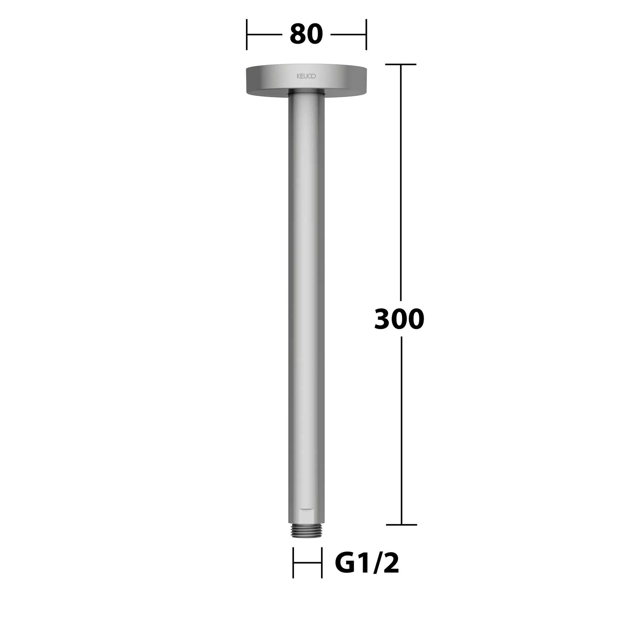 Brausen und Brausezubehör Brausearm Deckenanschluss 300 mm Edelstahl-finish rund