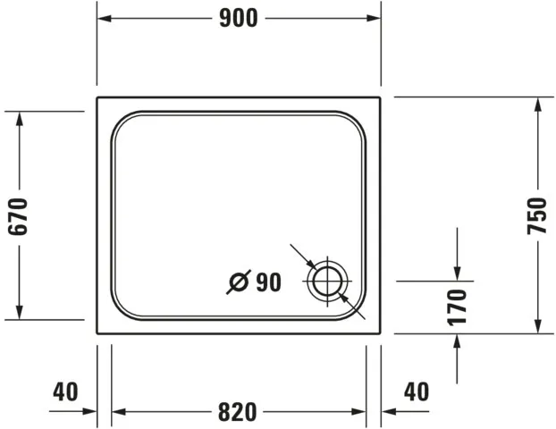 Duravit rechteck Duschwanne „D-Code“ 90 × 75 cm 
