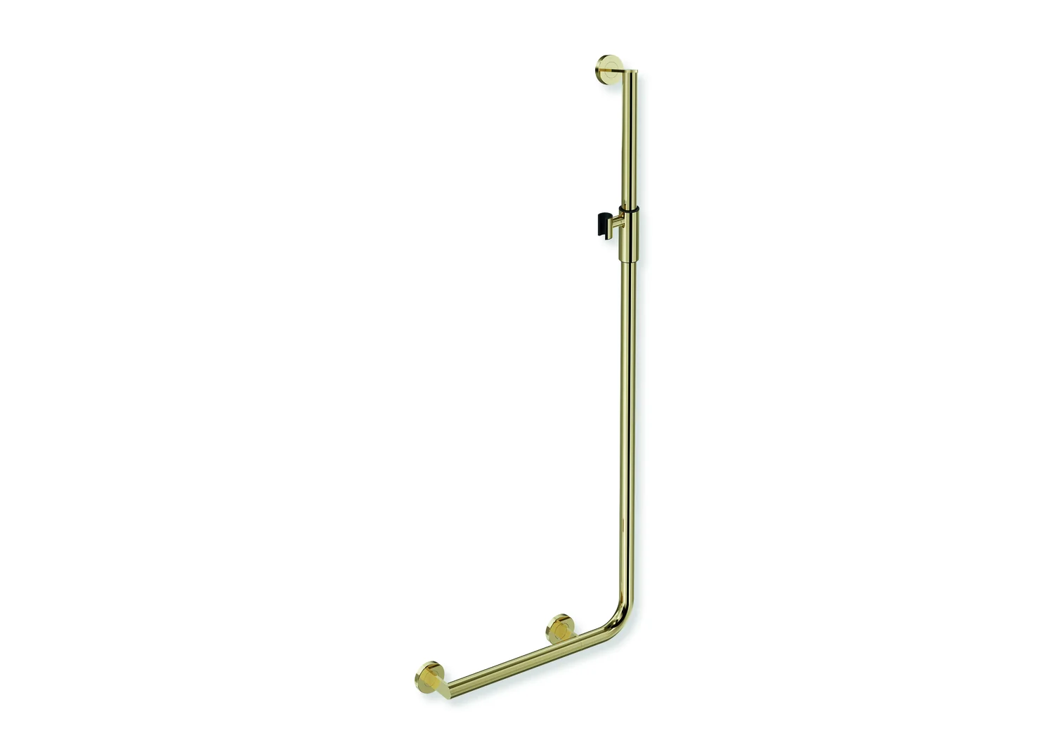 HEWI Winkelgriff mit Brausehalter, Edelstahl, PVD, waagerechte Länge 450 mm, senkrechte Länge 1250 mm, links, magnetischer Brausehalter HEWI Winkelgriff mit Brausehalter, Edelstahl, PVD, waagerechte Länge 450 mm, senkrechte Länge 1250 mm, links, magnetischer Brausehalter