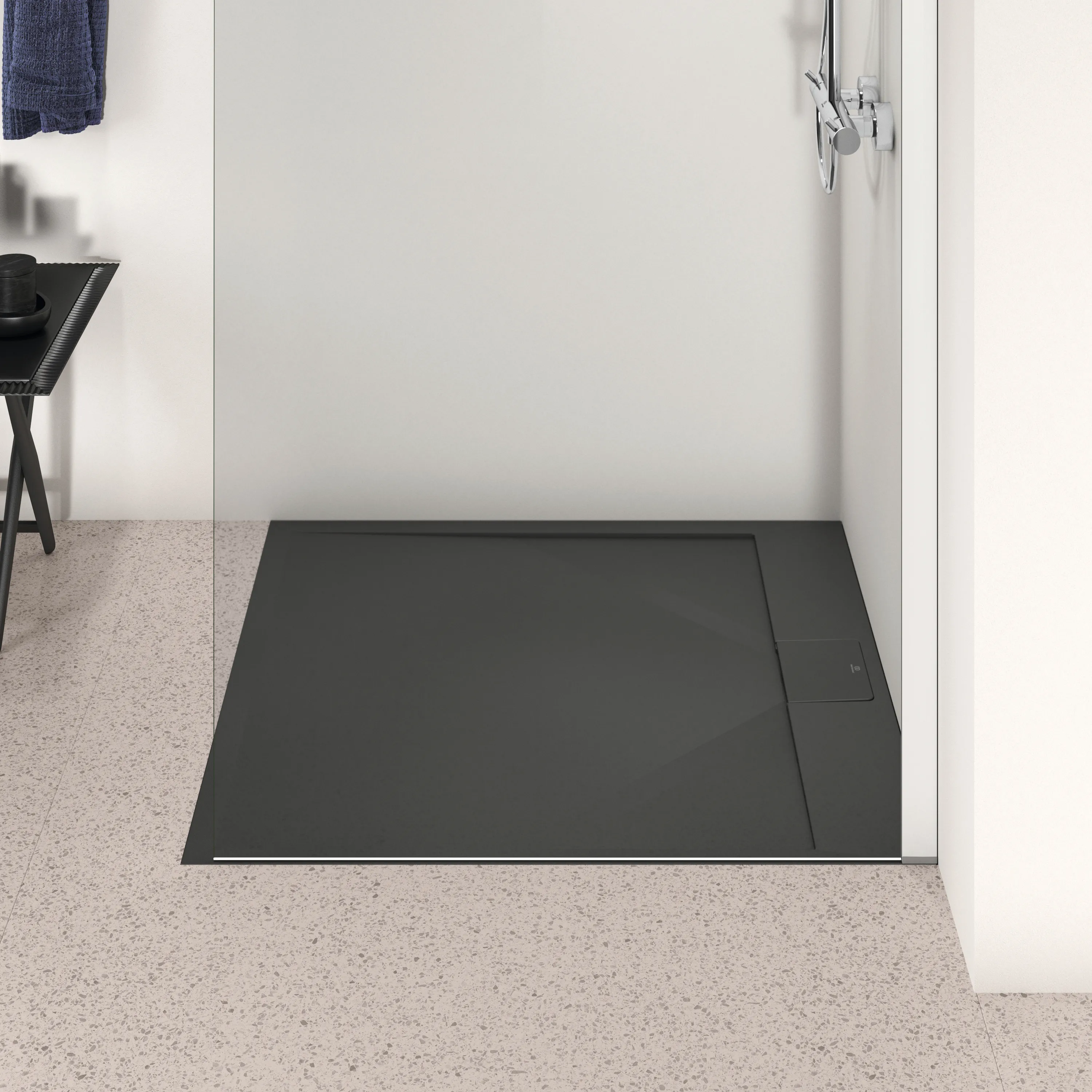 Ideal Standard Quadrat-Brausewanne Ultra Flat S i.life, 1000x1000x30 mm Schiefer, rutschfest nach DIN EN 51097 Klasse C