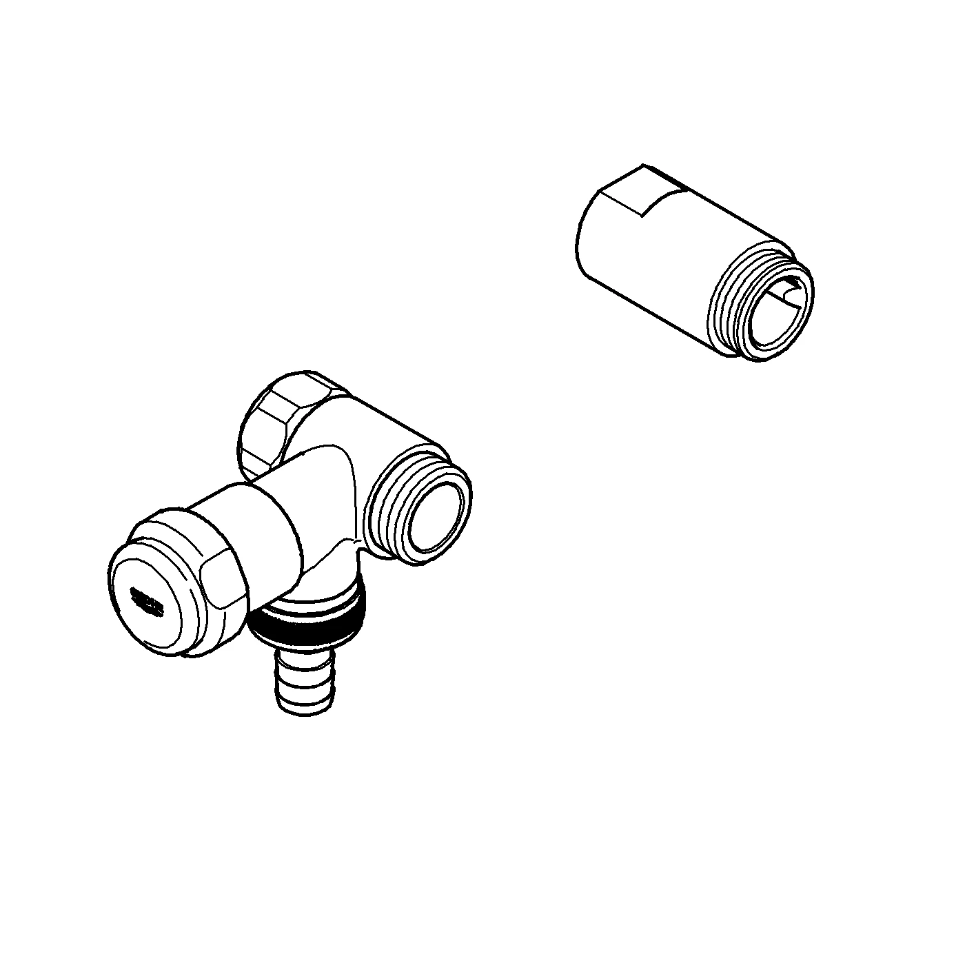 Original WAS Ventil Batterie 41040, DN 20, Wandmontage, Anschluss links, Fettkammer-Oberteil 1/2'' für den absperrbaren Schlauchanschluss, Rückflussverhinderer Typ EB, eigensicher, chrom