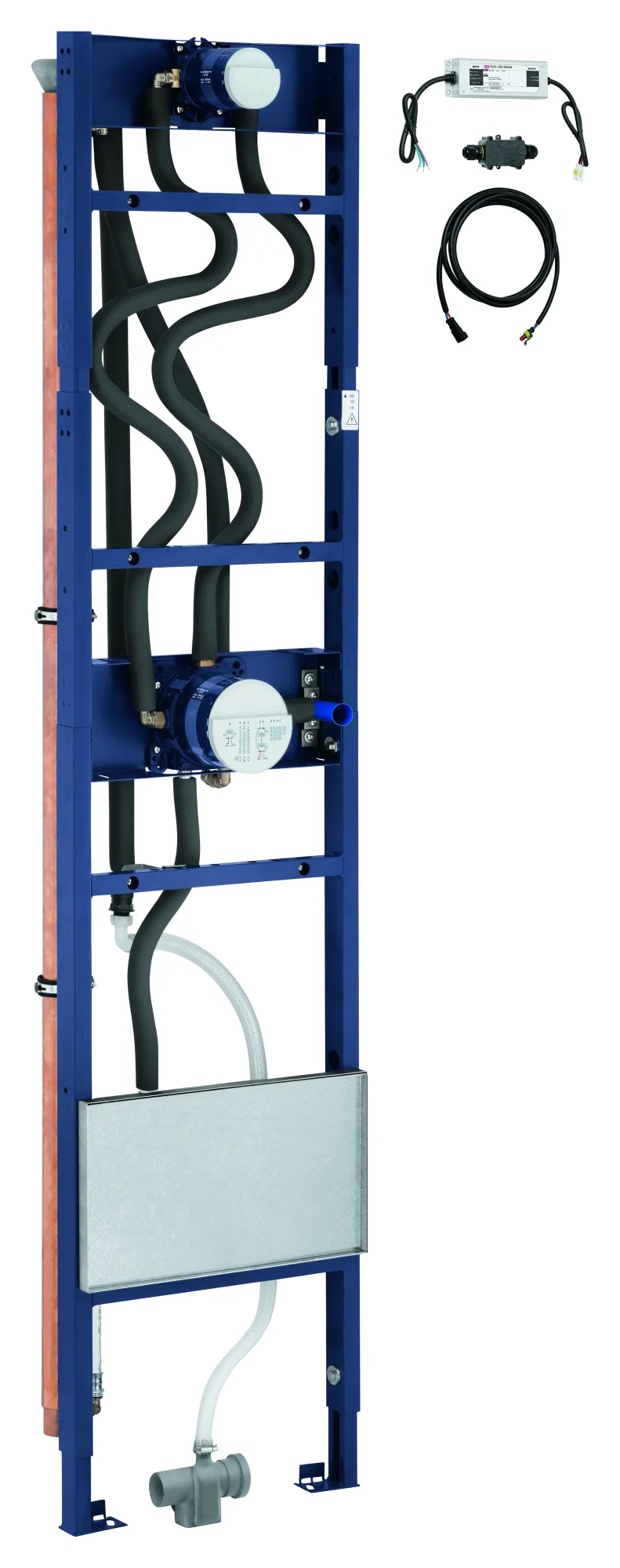 Rapido Duschrahmen Duo Heat Recovery 105786, Element für DUO Brausen Unterputz-Installationen, für Brauseninstallationen mit einer Handbrause und einer Duo Kopfbrause, mit System zur Wärmerückgewinnung aus Abwasser, ein Wärmetauscher