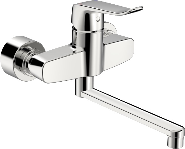 Einhand-Waschtischarmatur Bedienungshebel lang „Clinica“ Ausladung 277 mm in Chrom Einhand-Waschtischarmatur Bedienungshebel lang „Clinica“ Ausladung 277 mm in Chrom