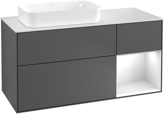 Villeroy & Boch Waschtischunterschrank „Finion“ für Schrankwaschtisch 1200 × 603 × 501 mm Walnut Veneer, ohne Hahnlochbohrung, für Becken links