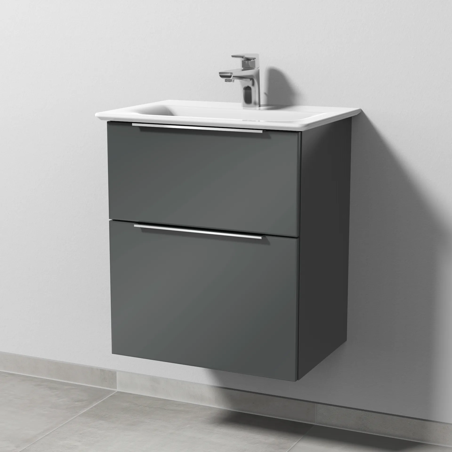 Sanipa Waschtischunterschrank „3way“ passend zu Keramik-Waschtische Connect Air von Ideal Standard 490 × 585 × 357 mm in Anthrazit (glanz)
