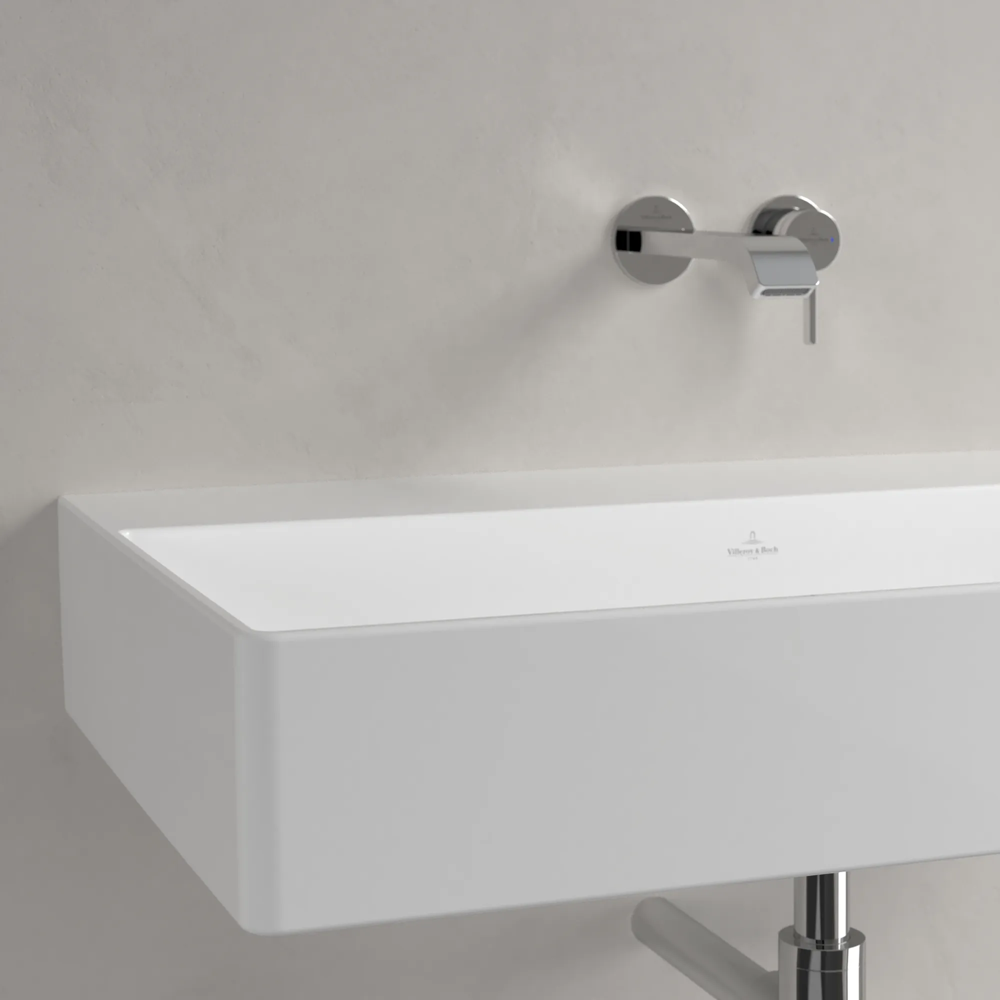 Villeroy & Boch Wandwaschtisch aus TitanCeram „Memento 2.0“ 800 × 470 × 140 mm, ohne Hahnlochbohrung in Weiß Alpin