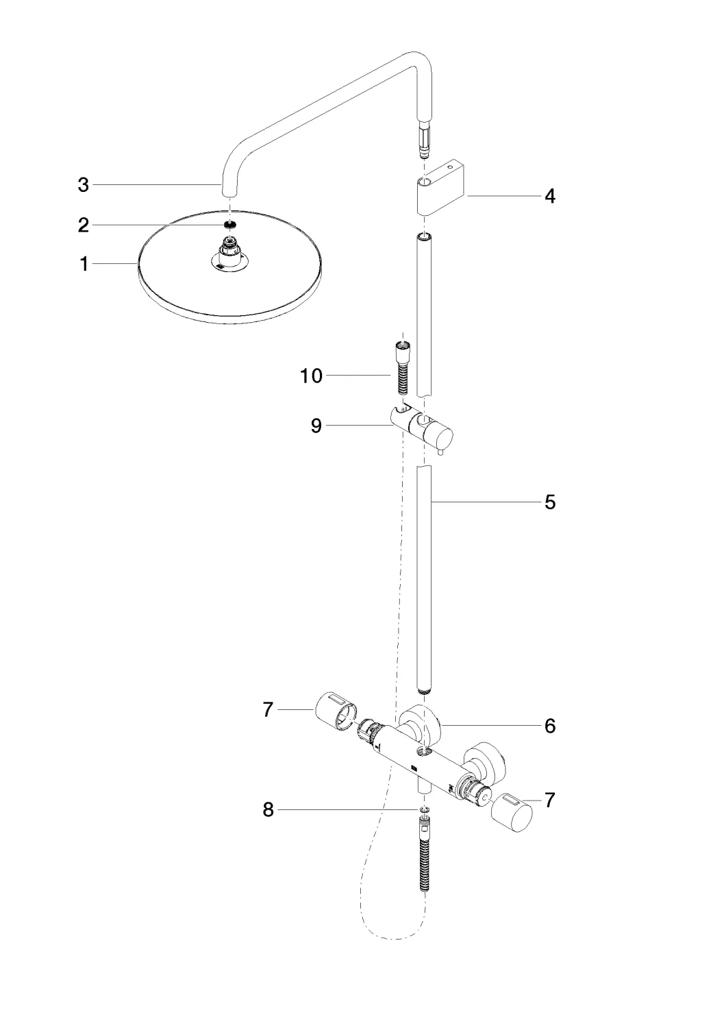 Shower Pipe mit Brause-Thermostat ohne Handbrause SERIENSPEZIFISCH Chrom 34460979