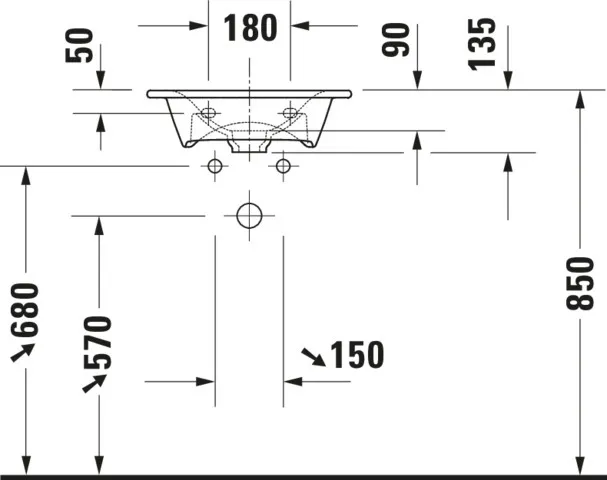 Möbelhandwaschbecken Viu 450mm ohne ÜL, mitHLB, 1 HL, weiß