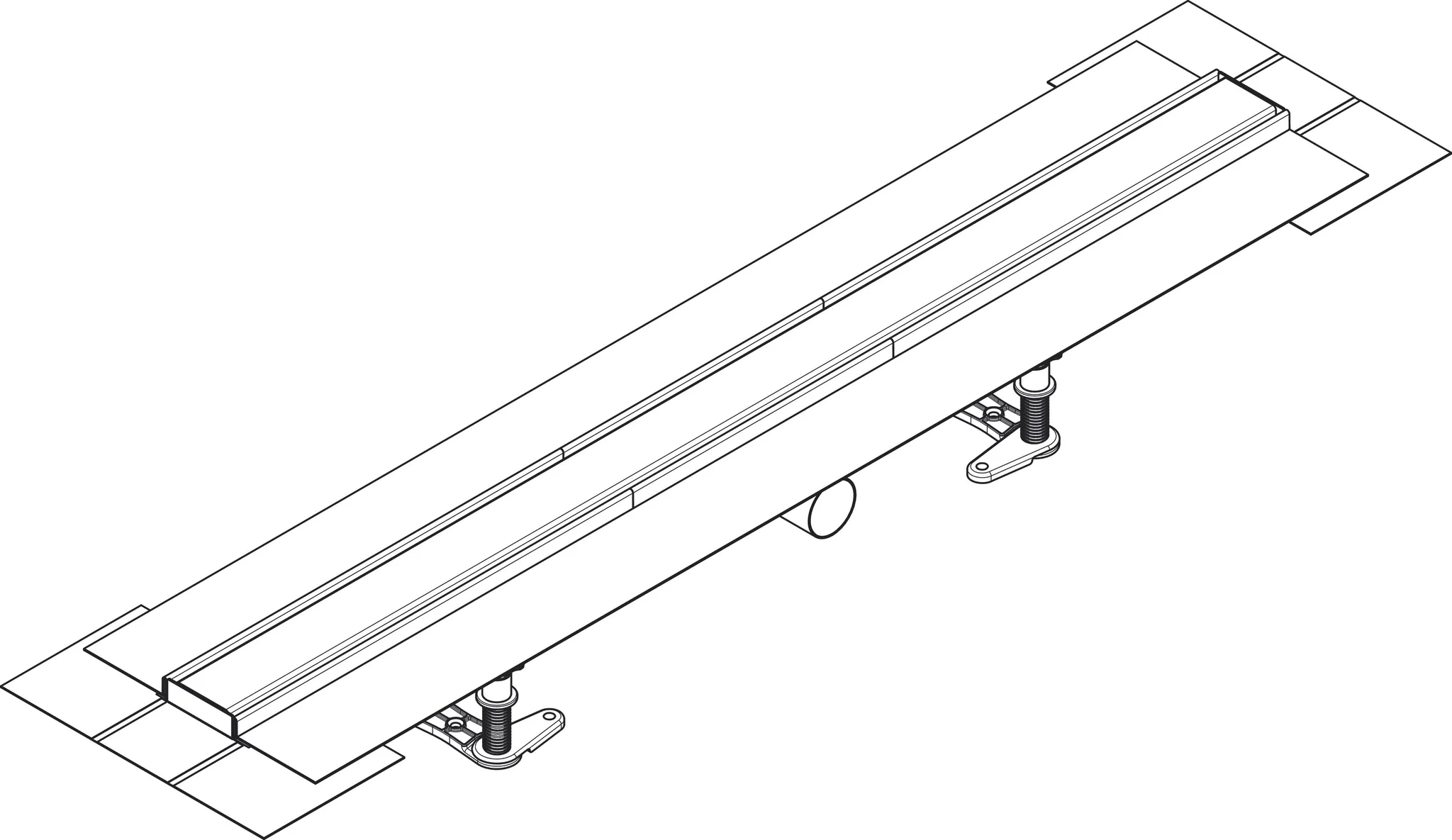RainDrain Compact Komplettset Duschrinne 900 für flache Installation Edelstahl gebürstet