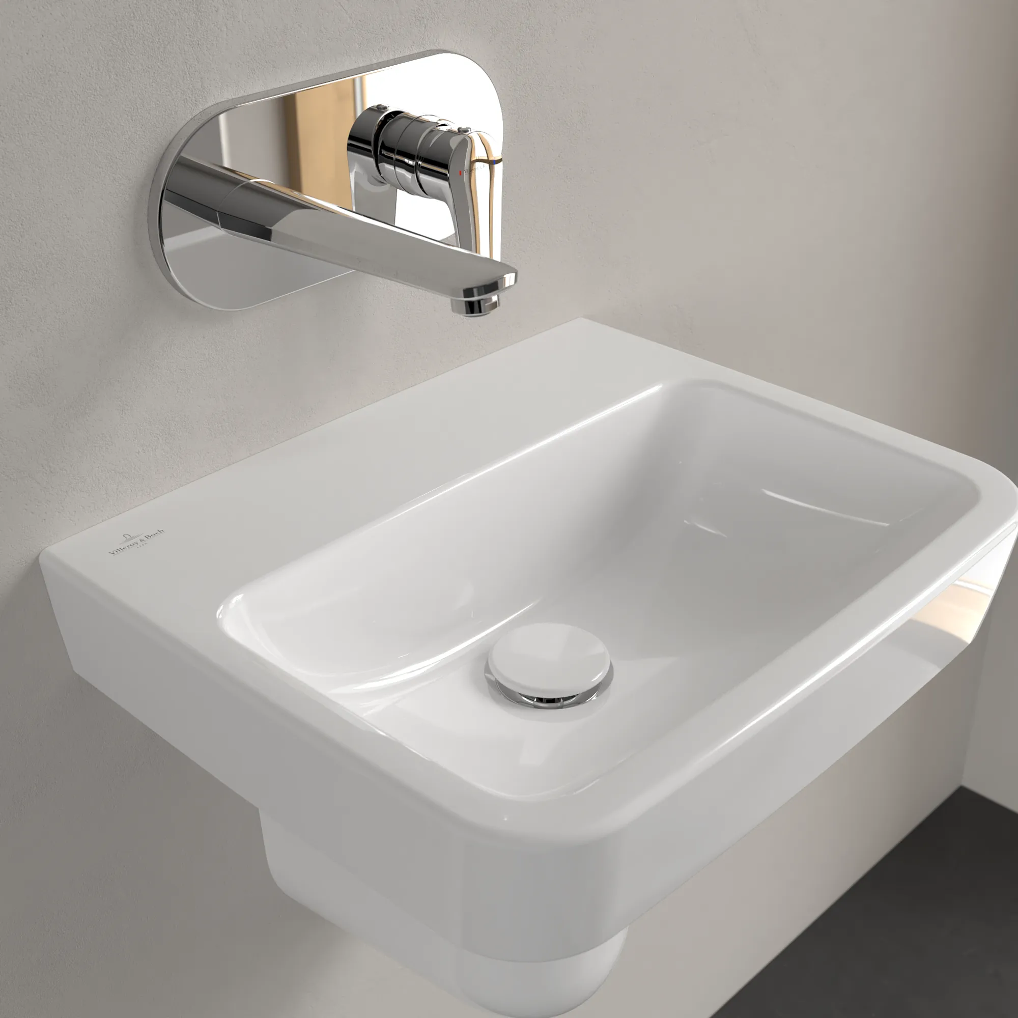 Villeroy & Boch Handwaschbecken „O.novo“ 450 × 370 × 160 mm, für Becken mittig, ohne Hahnlochbohrung in Weiß Alpin Villeroy & Boch Handwaschbecken „O.novo“ 450 × 370 × 160 mm, für Becken mittig, ohne Hahnlochbohrung in Weiß Alpin