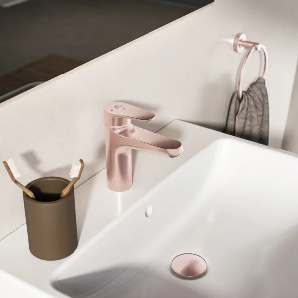 Ideal Standard Waschischarmatur Alu+ Ausladung 120mm BlueStart mit Ablaufgarnitur Rose