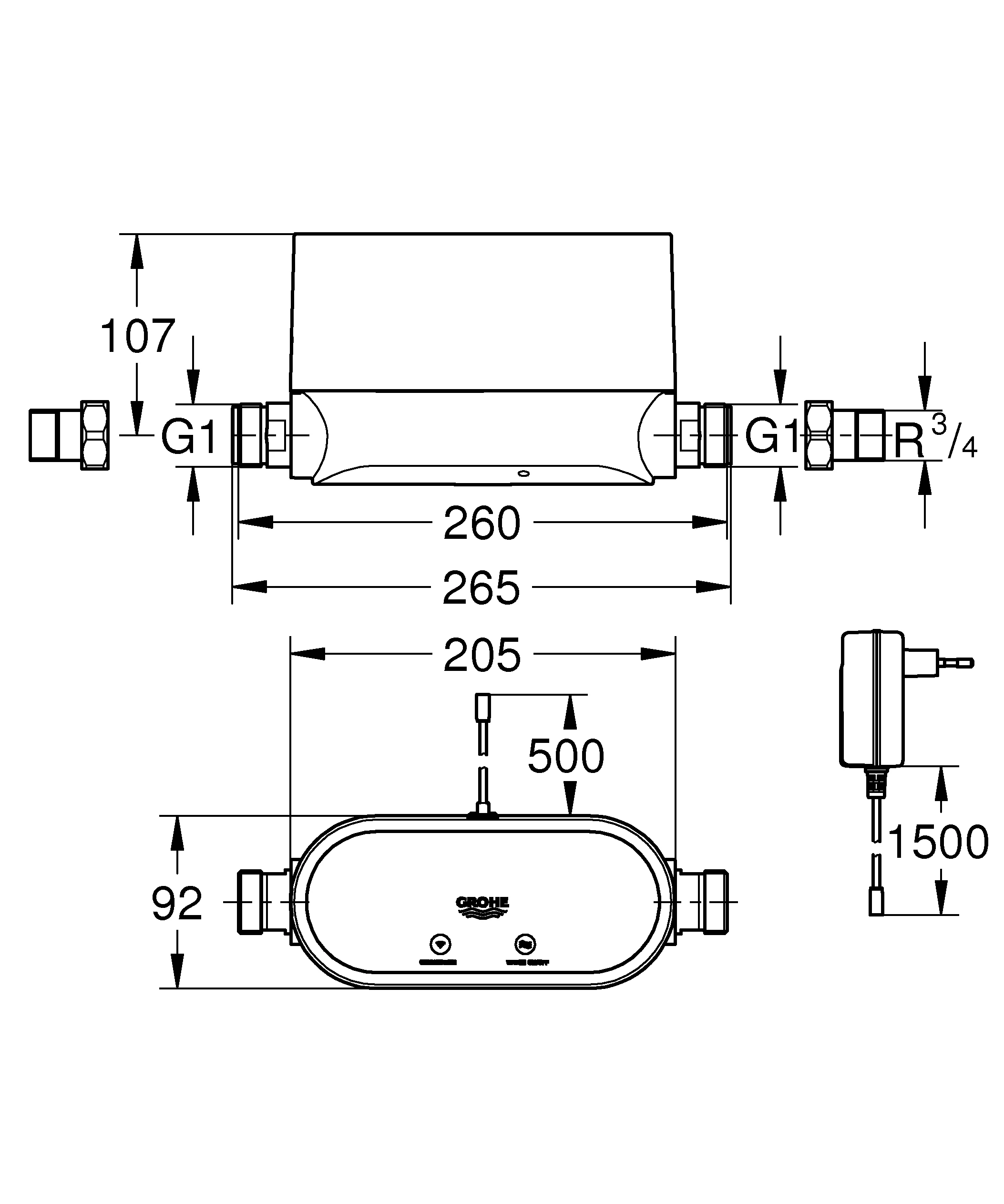 Intelligente Wassersteuerung Sense Guard 22500, Wandmontage, für Wireless LAN, Netzanschluss 230 V, weiß