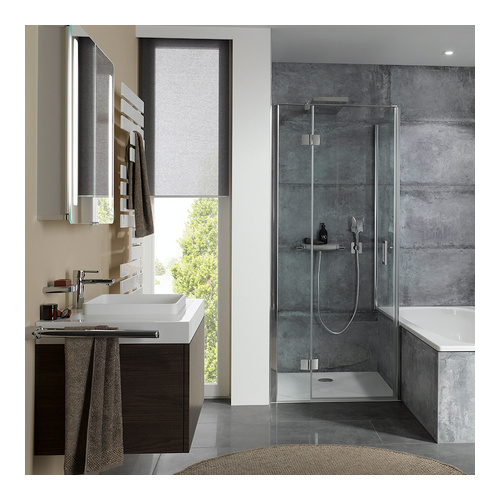 HSK teilgerahmt verkürzte Seitenwand „Aperto“ Glas Grau, Profile Schwarz-matt, für 750 mm, B: 900 mm H: 1780 mm HSK teilgerahmt verkürzte Seitenwand „Aperto“ Glas Grau, Profile Schwarz-matt, für 750 mm, B: 900 mm H: 1780 mm