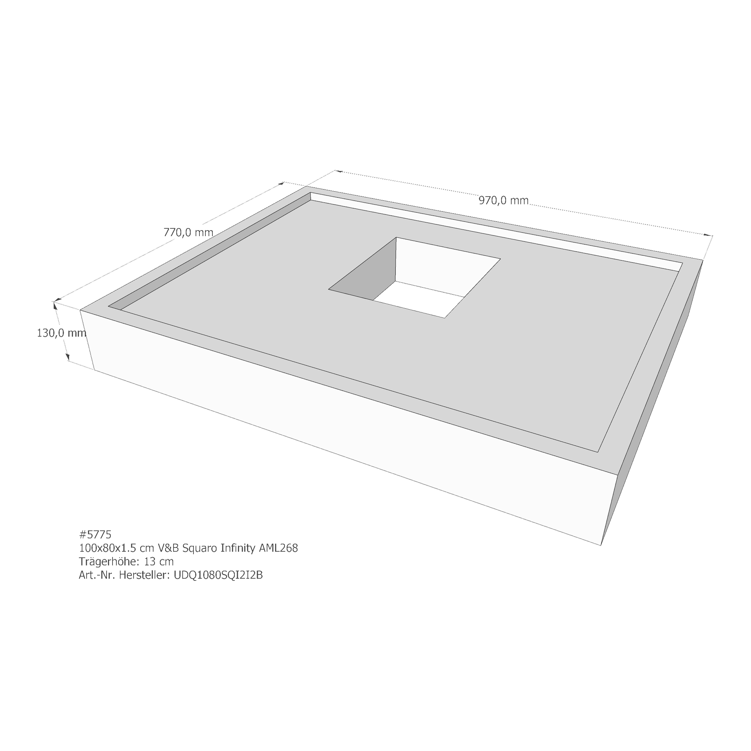Duschwannenträger für Villeroy & Boch Squaro Infinity 100 × 80 × 1,5 cm