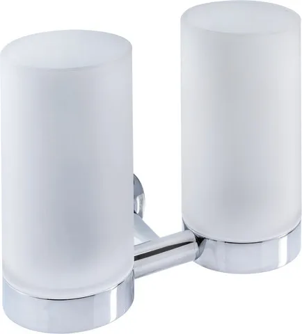 Doppelglashalter Starck T, Chrom inkl. Gläser Weiß matt Doppelglashalter Starck T, Chrom inkl. Gläser Weiß matt