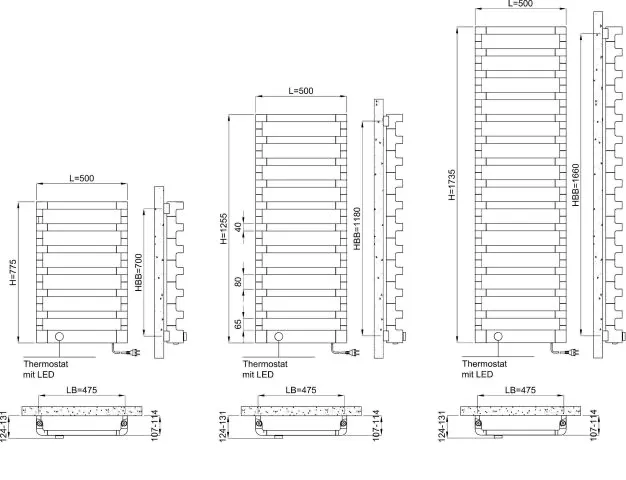 BEMM Design-Elektroheizkörper „Step E“ 50 × 77,5 cm in Weiß (RAL 9016)