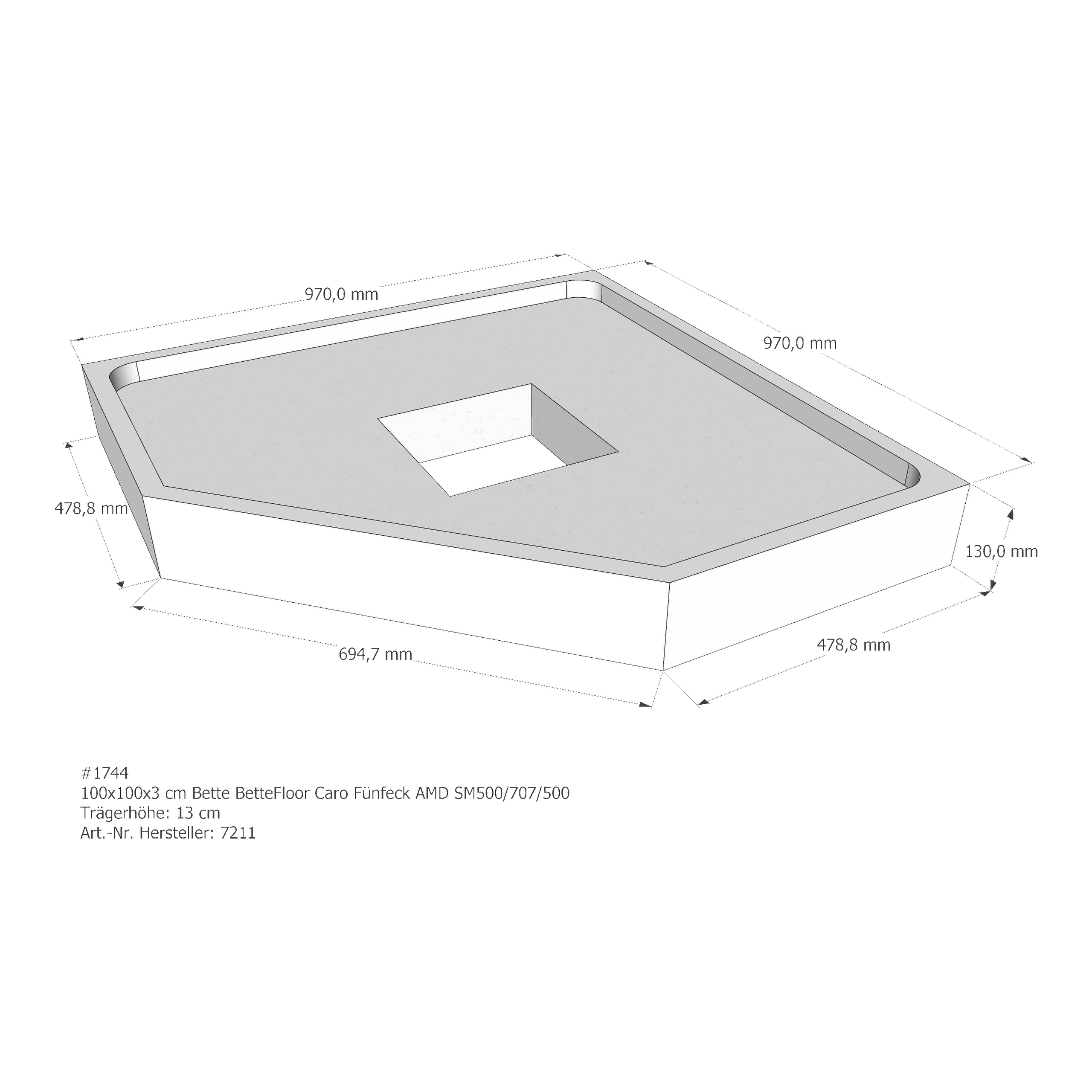 Duschwannenträger für Bette Floor Caro 100 × 100 × 3 cm Breite: 100 cm / Länge: 100 cm Duschwannenträger für Bette Floor Caro 100 × 100 × 3 cm Breite: 100 cm / Länge: 100 cm