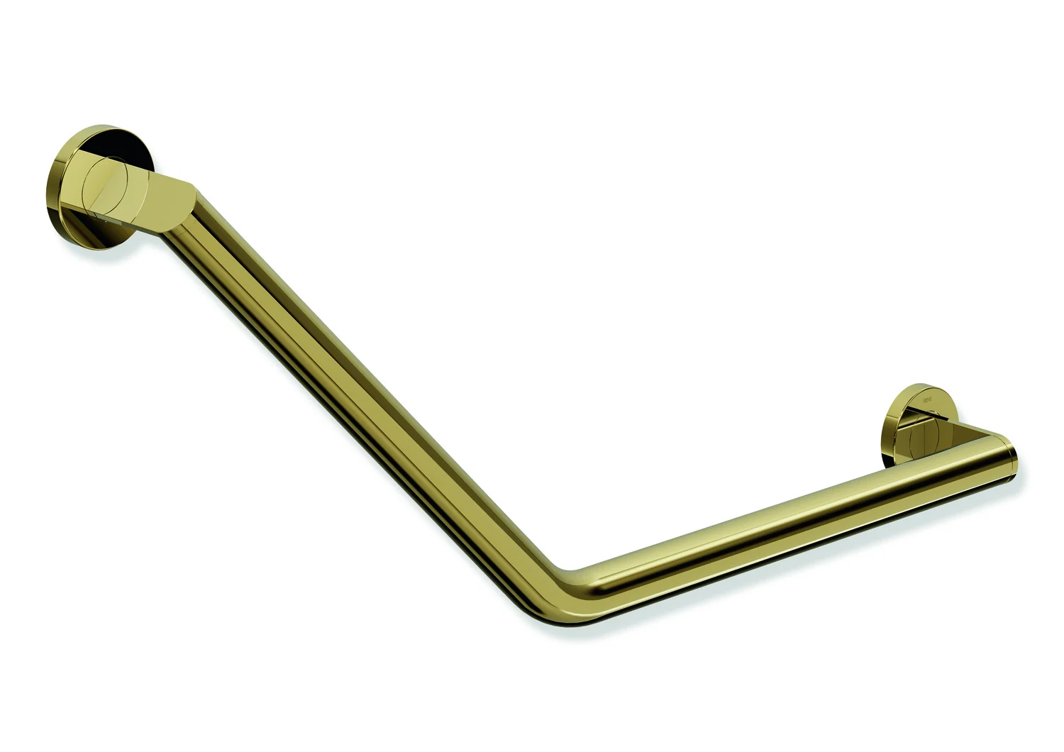 HEWI Winkelgriff System 900, Edelstahl PVD gold glänzend, Achsmaße 400 mm x 400 mm, Winkel 135°, Durchmesser 32 mm