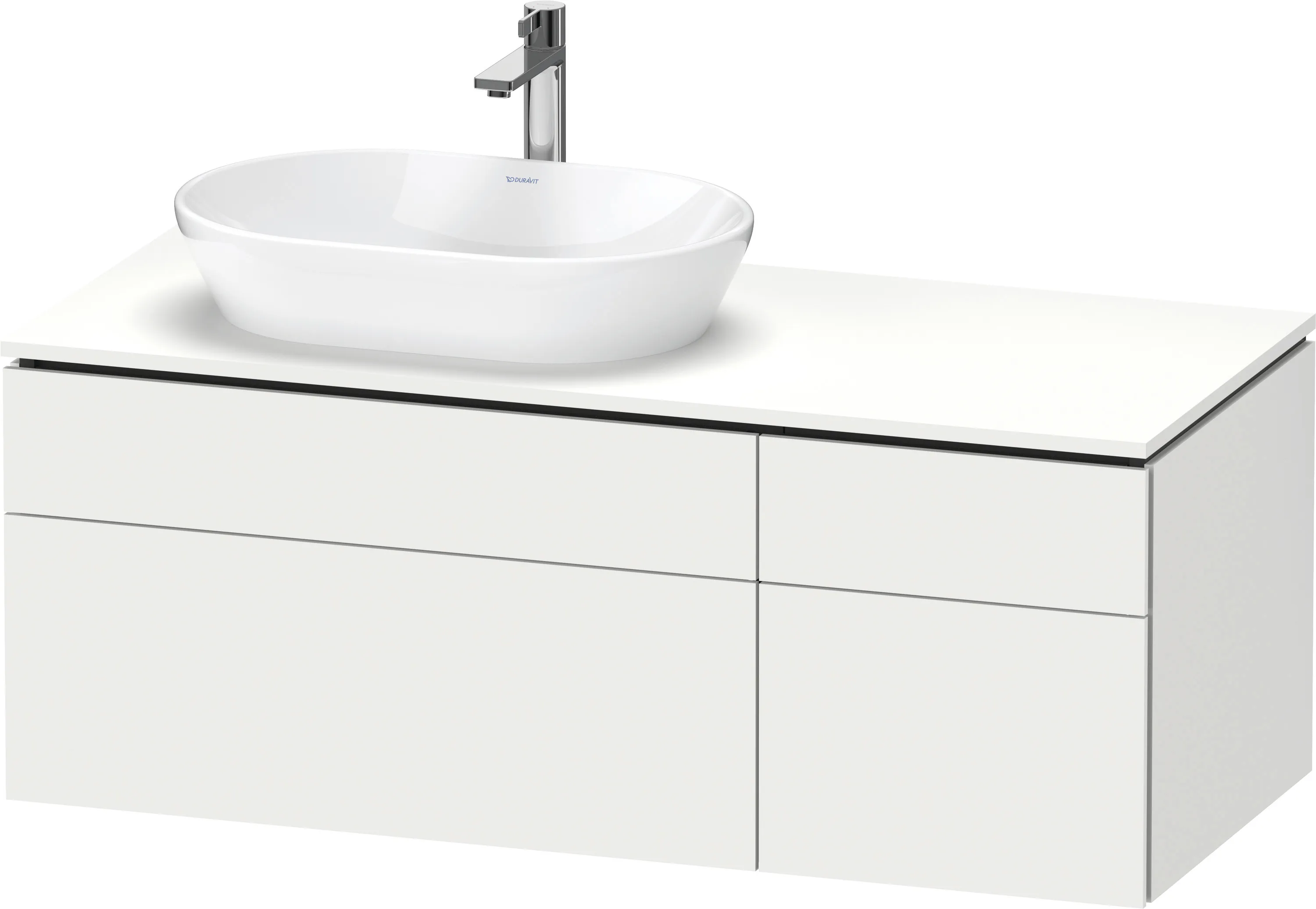 Duravit Waschtischunterschrank wandhängend „L-Cube“ 122 × 48,2 × 55 cm Weiß Supermatt, links