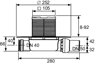 Drainpoint S 110 Boden-Ablaufset, waagerecht, superflach mit Seal System Universalflansch