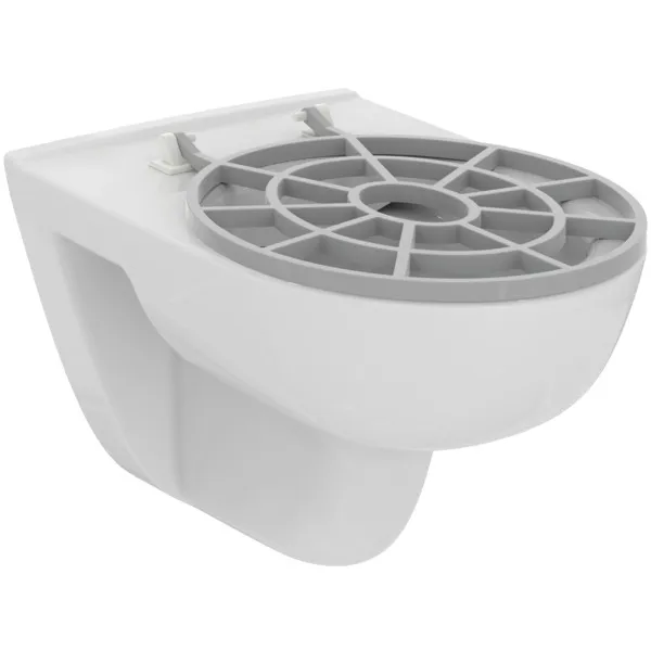 Fäkalienausguß mit Wandtiefspül-WC i.life A Randlos 360x540x330mm SmartGuard+ Weiß mit WC-Klapprost Grau Fäkalienausguß mit Wandtiefspül-WC i.life A Randlos 360x540x330mm SmartGuard+ Weiß mit WC-Klapprost Grau