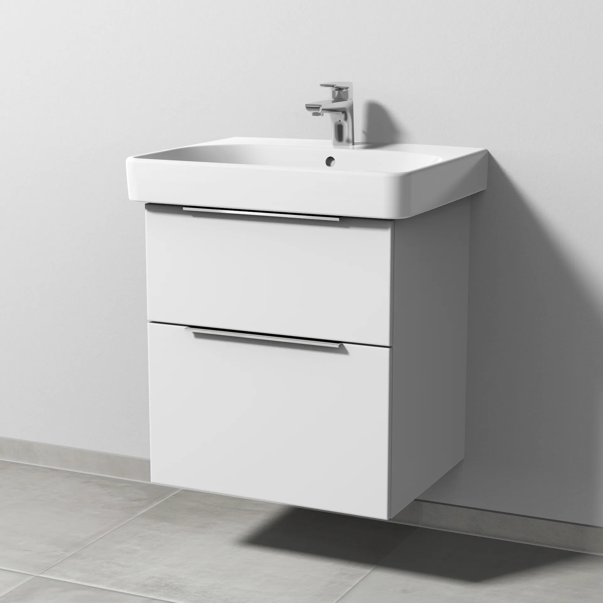 Sanipa Waschtischunterschrank „3way“ passend zu Keramik-Waschtische Smyle Square von Geberit 525 × 593 × 442 mm in Weiß-Soft