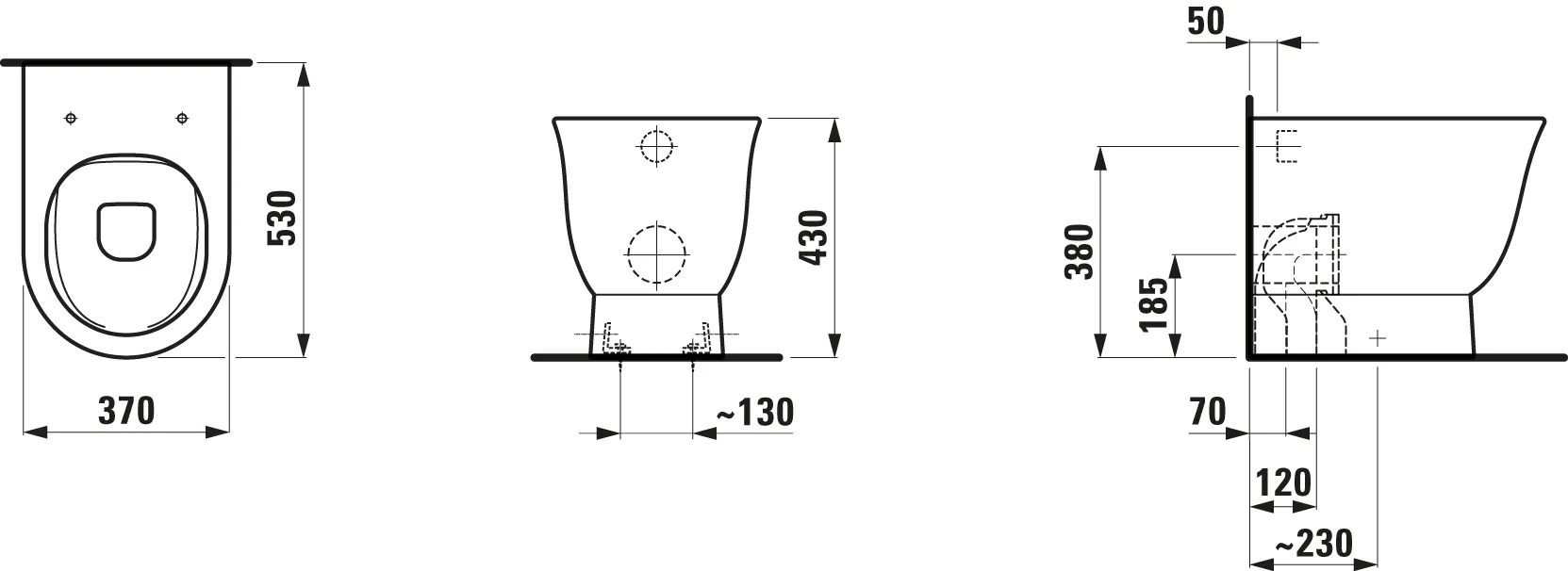 Laufen Stand-Tiefspül-WC Keramikhöhe 43 cm „The New Classic“ 370 × 430 × 530 mm in Weiß matt, Abgang waagerecht, ohne Spülrand Laufen Stand-Tiefspül-WC Keramikhöhe 43 cm „The New Classic“ 370 × 430 × 530 mm in Weiß matt, Abgang waagerecht, ohne Spülrand