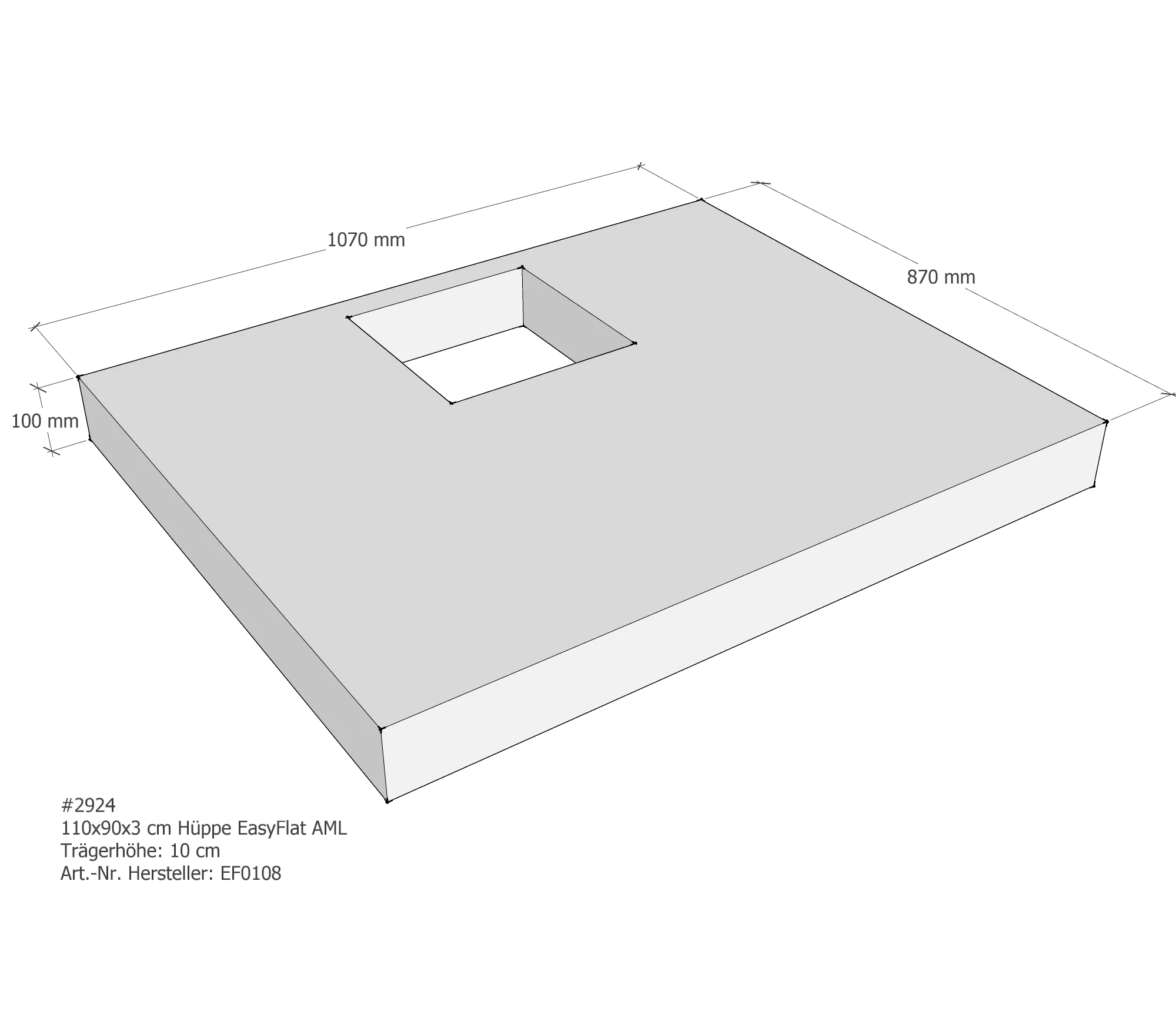 Duschwannenträger für Hüppe EasyFlat 110 × 90 × 3 cm Duschwannenträger für Hüppe EasyFlat 110 × 90 × 3 cm