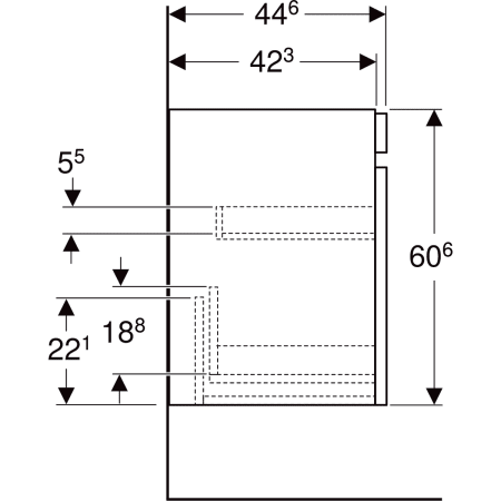 Renova Plan Unterschrank für Waschtisch, mit einer Schublade und einer Innenschublade: 53.6x60.6x44.6cm, Breite Waschtisch=60cm, Nussbaum hickory hell Renova Plan Unterschrank für Waschtisch, mit einer Schublade und einer Innenschublade: 53.6x60.6x44.6cm, Breite Waschtisch=60cm, Nussbaum hickory hell