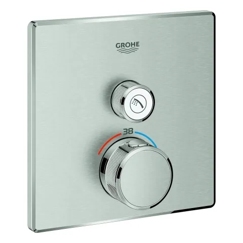 Thermostat Grohtherm SmartControl 29123, mit einem Absperrventil, Fertigmontageset für Rapido SmartBox, Wandrosette eckig, chrom Thermostat Grohtherm SmartControl 29123, mit einem Absperrventil, Fertigmontageset für Rapido SmartBox, Wandrosette eckig, chrom